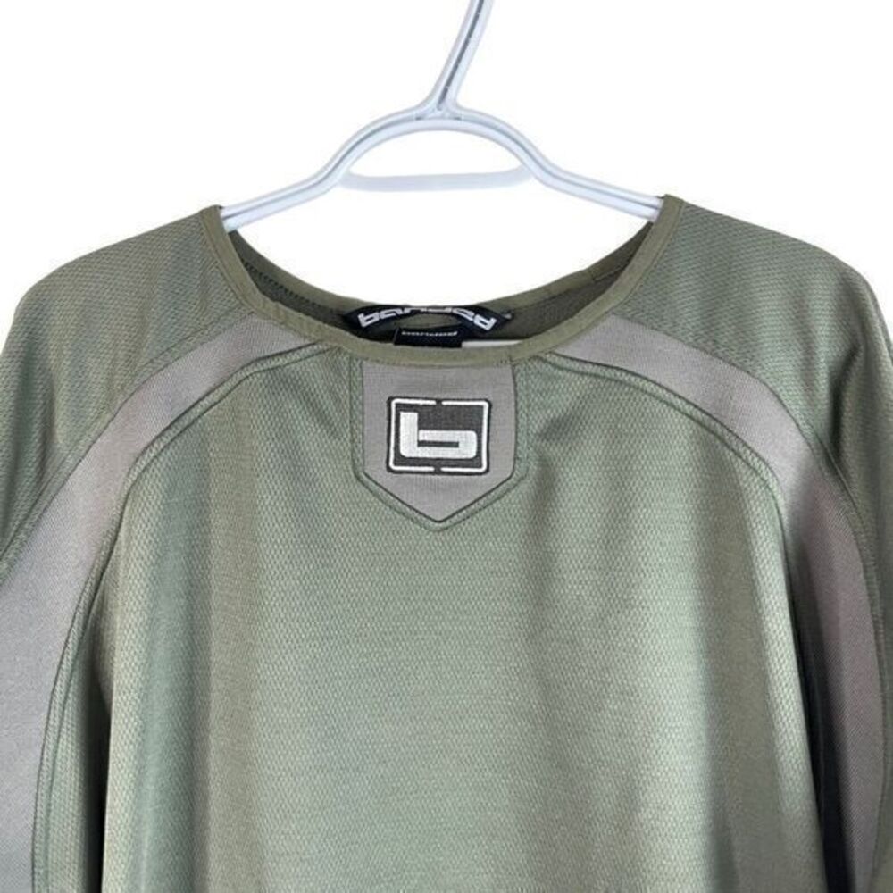 Banded Outdoor Pullover Sweater Mens L Green Polyester Long Sleeve Stretch